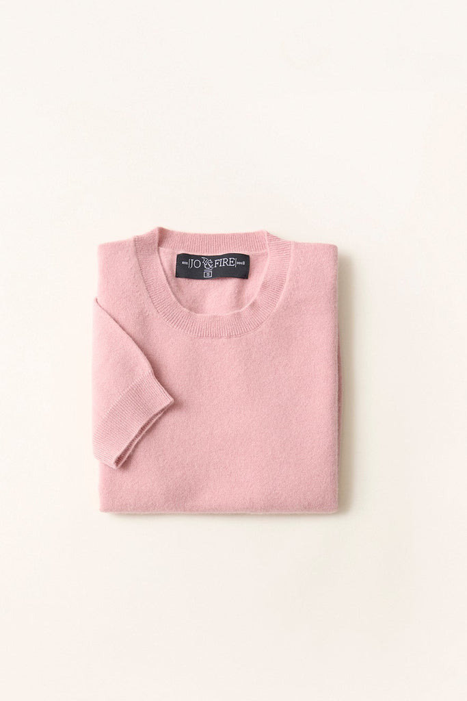 Sweater Cashmere Manga Corta Rosa