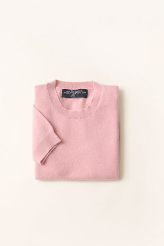 Sweater Cashmere Manga Corta Rosa