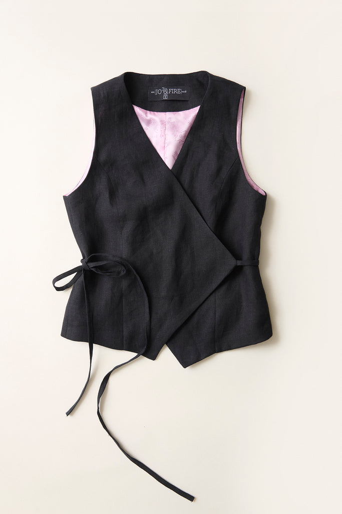 Gilet Octavia Lino Stonewashed Negro