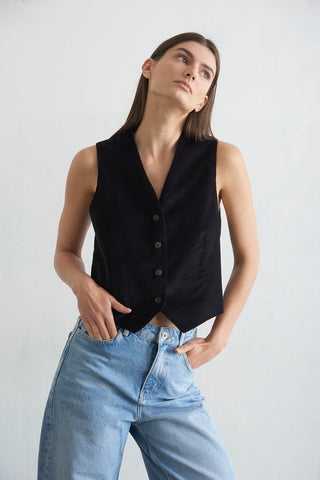 Gilet Cotelé Negro
