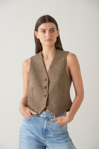 Gilet Tweed Café