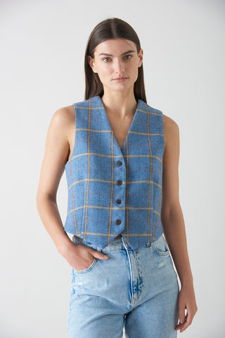 Gilet Escocés Celeste