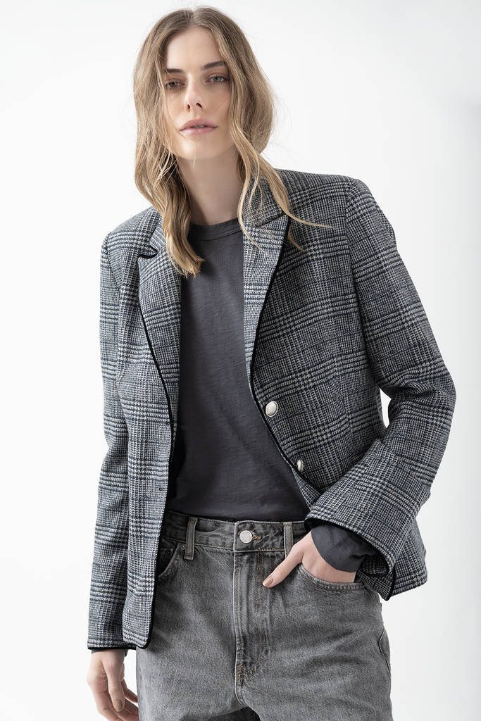 Blazer New Paris Príncipe de Gales Azul Vivo Negro