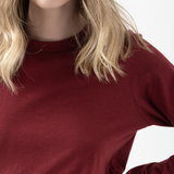 Polera Algodón Pima C/R Manga Larga Burdeo