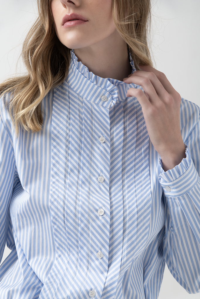 Camisa Julieta Rayada Celeste
