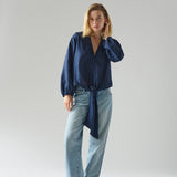 Blusa Eva Lino Azul Marino