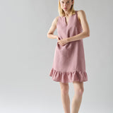 Vestido Lino Corto Rosado