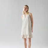 Vestido Lino Corto Beige