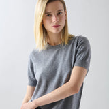 Sweater Cashmere Manga Corta Gris