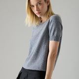 Sweater Cashmere Manga Corta Gris