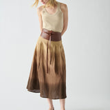 Pollera Victoria Lino Camel Degrade Chocolate