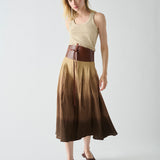 Pollera Victoria Lino Camel Degrade Chocolate