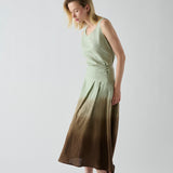 Pollera Victoria Lino Matcha Degrade Chocolate