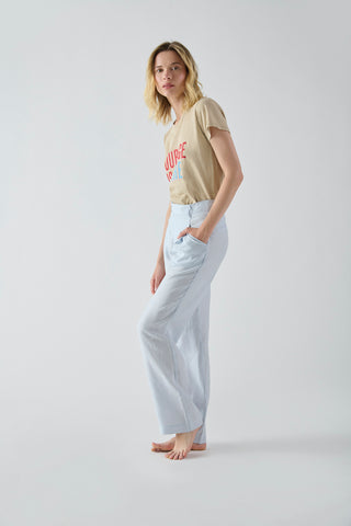 Pantalón Cristina Lino Stonewashed Celeste
