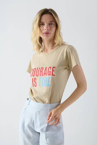 Polera Rodas en Pima Beige "Courage is Fire"