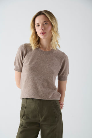 Sweater Cashmere Manga Corta Moka