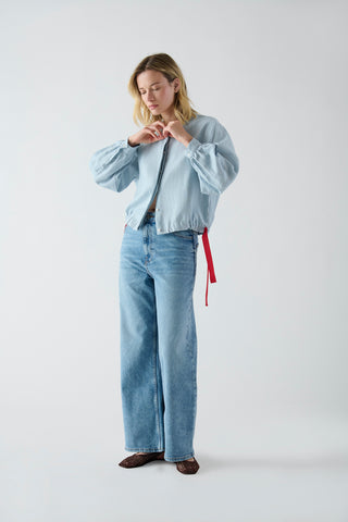 Chaqueta Canarias Stonewashed Lino Celeste