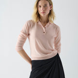 Sweater Cashmere Cuello Polo Rosa