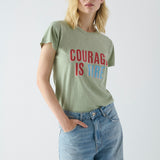 Polera Rodas en Pima Matcha "Courage is Fire"