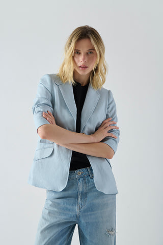 Blazer Roma Lino Stonewashed Celeste