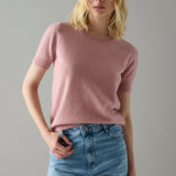 Sweater Cashmere Manga Corta Rosa