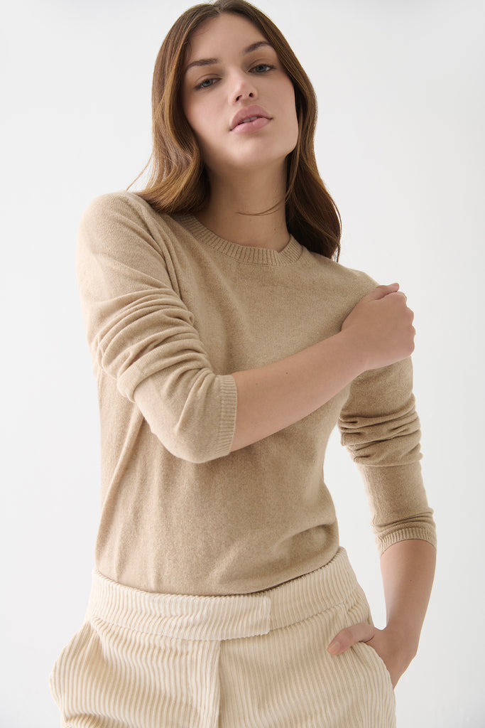 Sweater Cashmere Cuello Redondo Beige