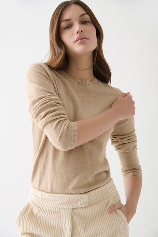 Sweater Cashmere Cuello Redondo Beige