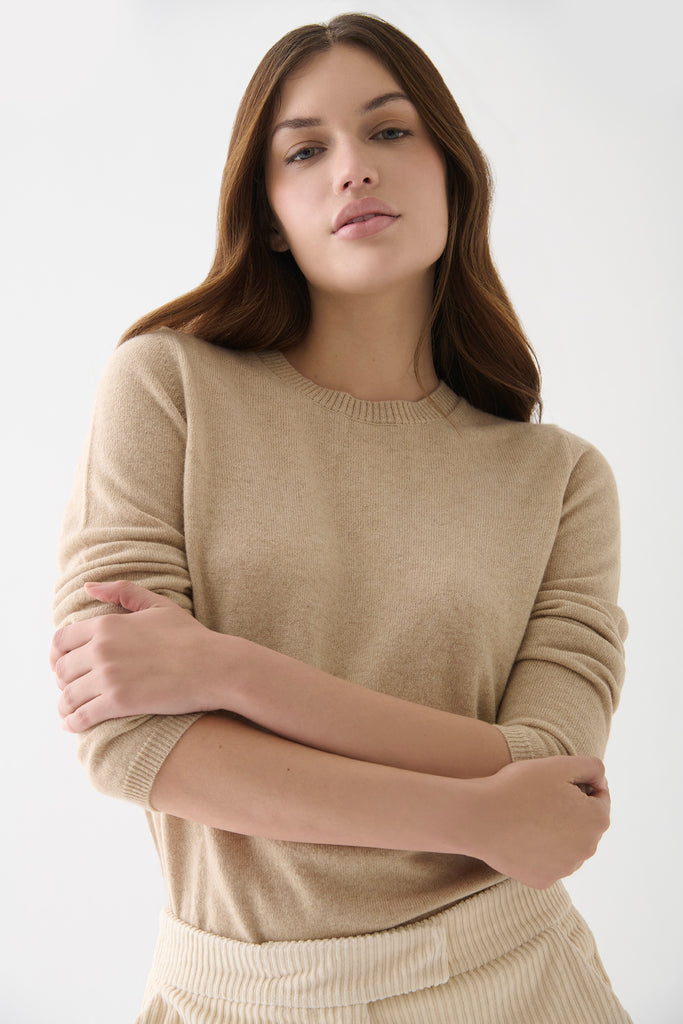 Sweater Cashmere Cuello Redondo Beige