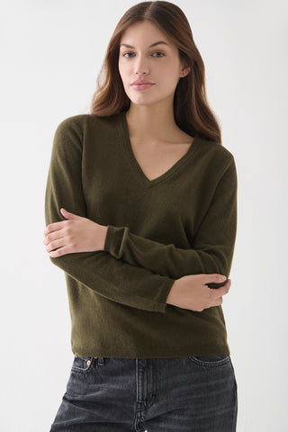 Sweater Cashmere Cuello V Verde