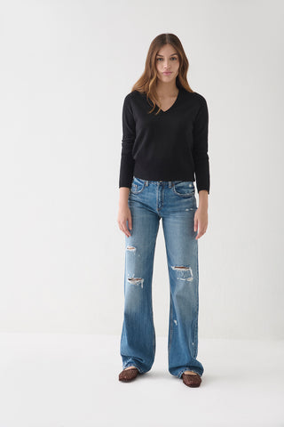 Sweater Cashmere Cuello V  Negro
