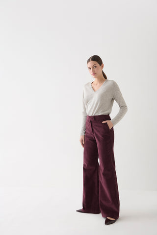 Pantalón Grace Cotelé Burdeo