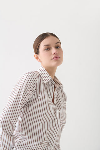 Camisa Mara Rayada Chocolate