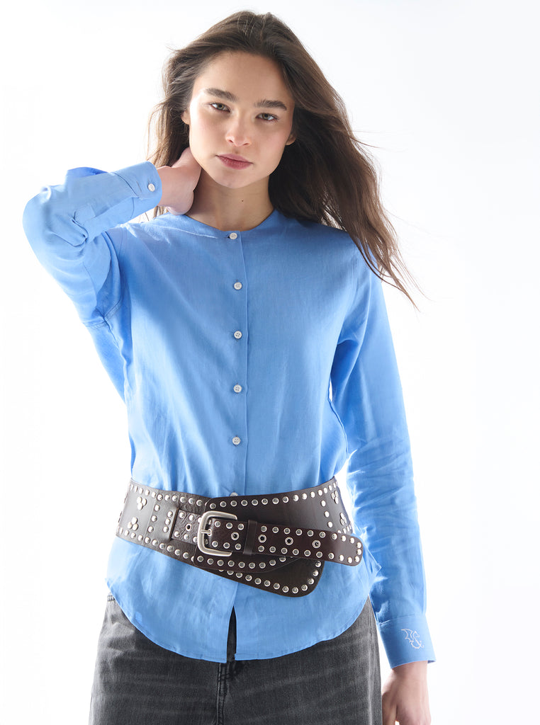 Camisa Paloma Lino Celeste - Edición Relanzamiento-