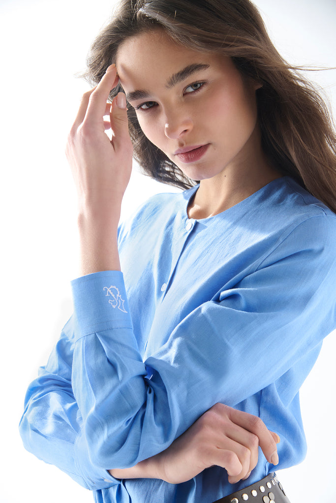 Camisa Paloma Lino Celeste - Edición Relanzamiento-