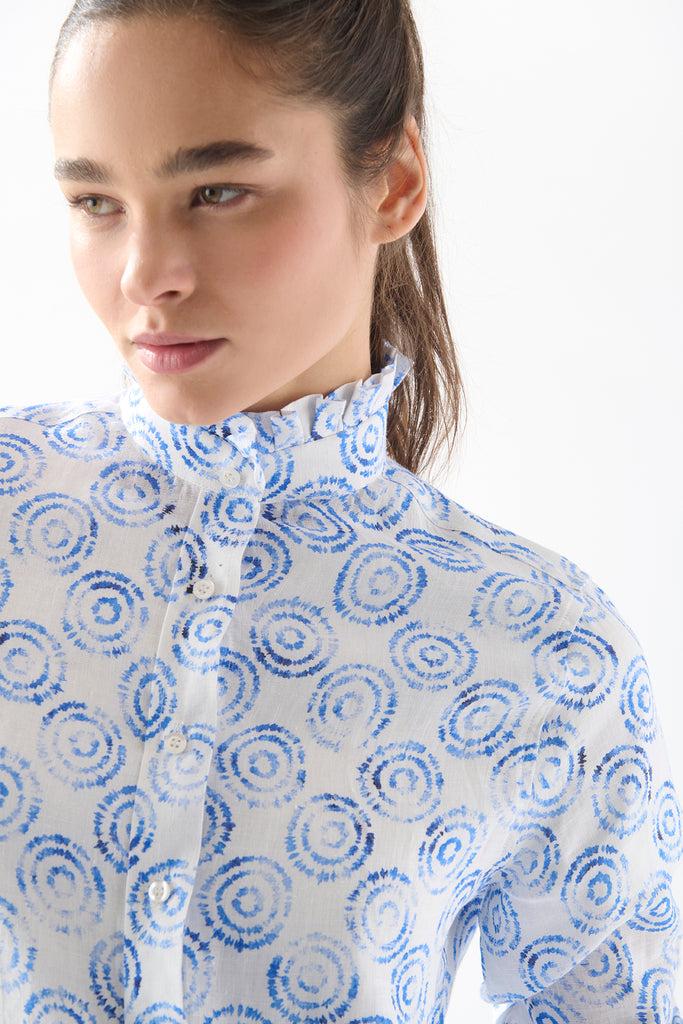 Camisa Vuelos Tie-dye Azul
