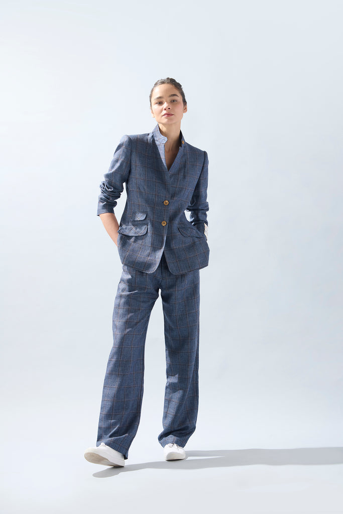 Blazer Roma Cuadros Chocolate y Rosado