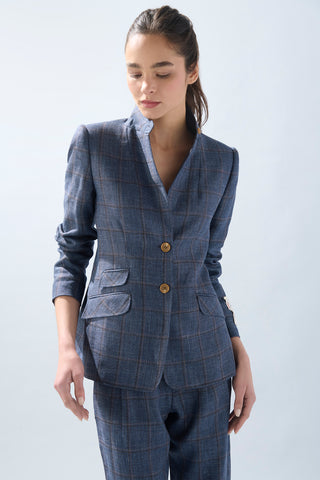 Blazer Roma Cuadros Chocolate y Rosado