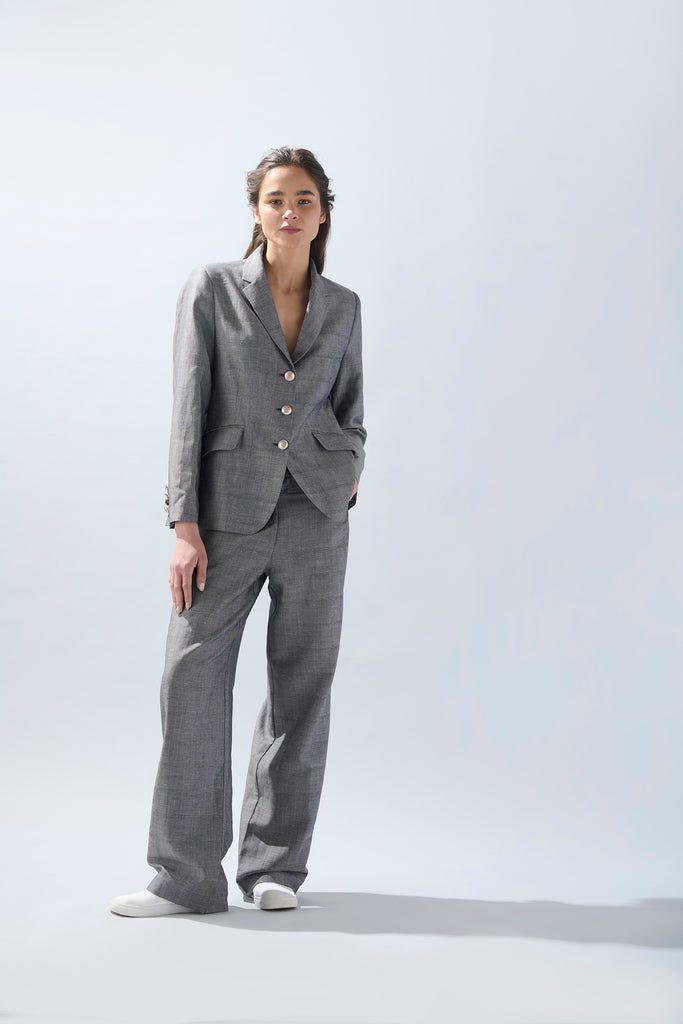 Blazer New York Lino Cuadros Negro