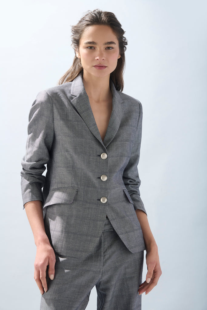 Blazer New York Lino Cuadros Negro
