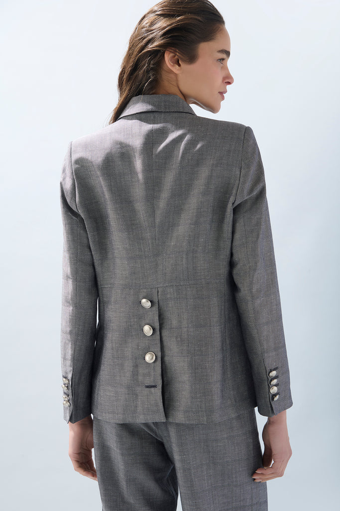 Blazer New York Lino Cuadros Negro