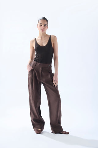 Pantalón Cristina Lino Chocolate