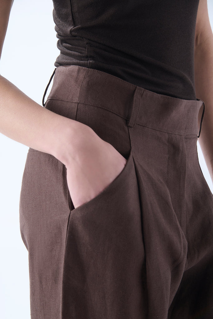 Pantalón Cristina Lino Chocolate