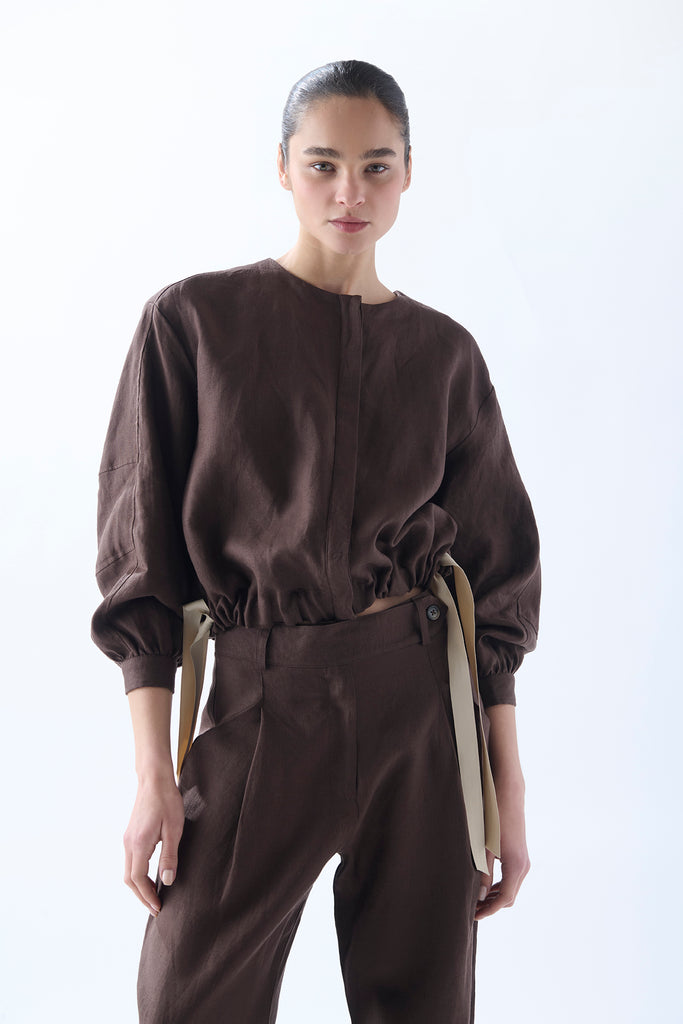 Chaqueta Canarias Lino Chocolate