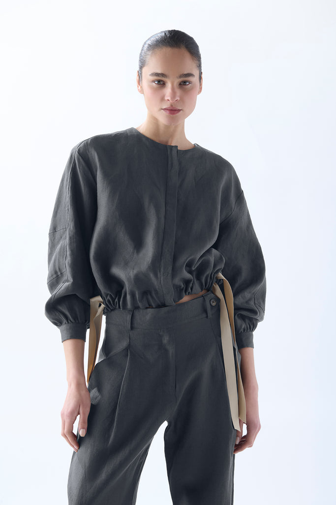 Chaqueta Canarias Lino Gris Antracita