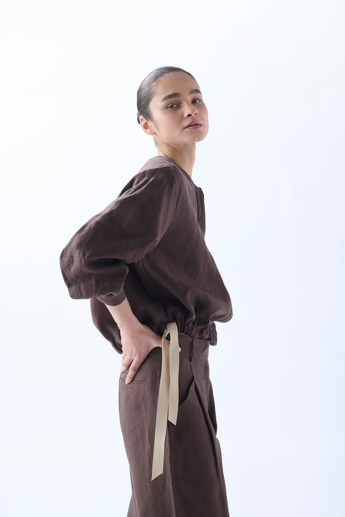 Chaqueta Canarias Lino Chocolate
