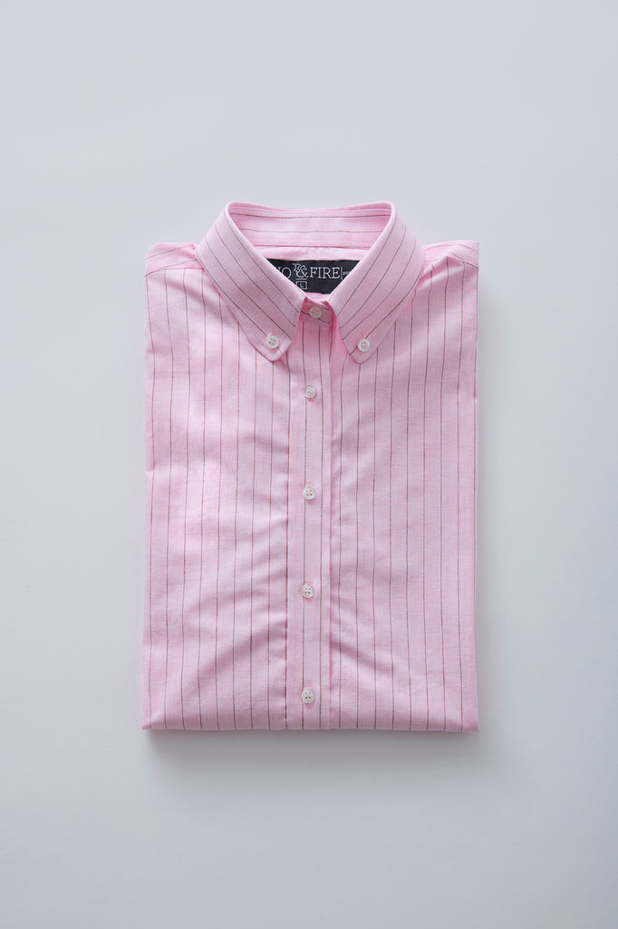 Camisa Button Down Rosada rayada Chocolate