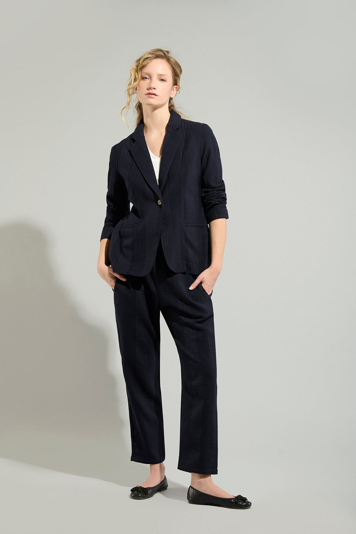 Blazer Sintra Lana Textura Azul - XS