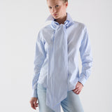 Camisa Leonor Celeste Textura Brillante