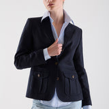 Blazer Safari Lana Azul Tramado