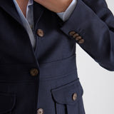 Blazer Safari Lana Azul Tramado